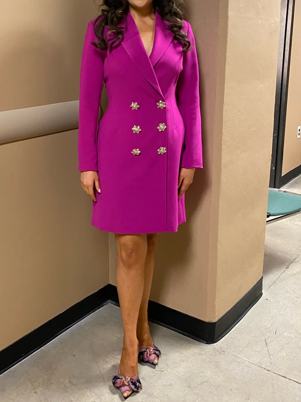 Jovani Fuchsia Double-Breasted Mini Blazer Dress